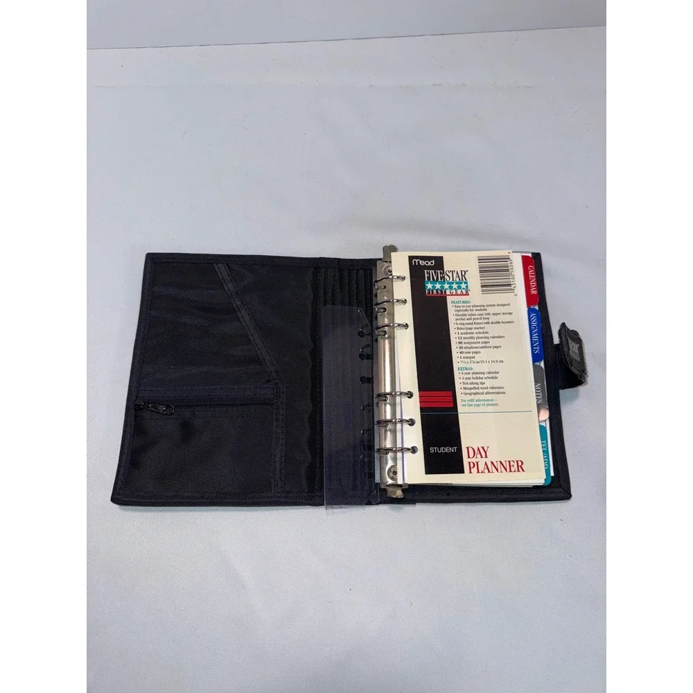 Mead Five Star First Gear Student Day Planner Black Nylon 6 Ring Binder Vintage